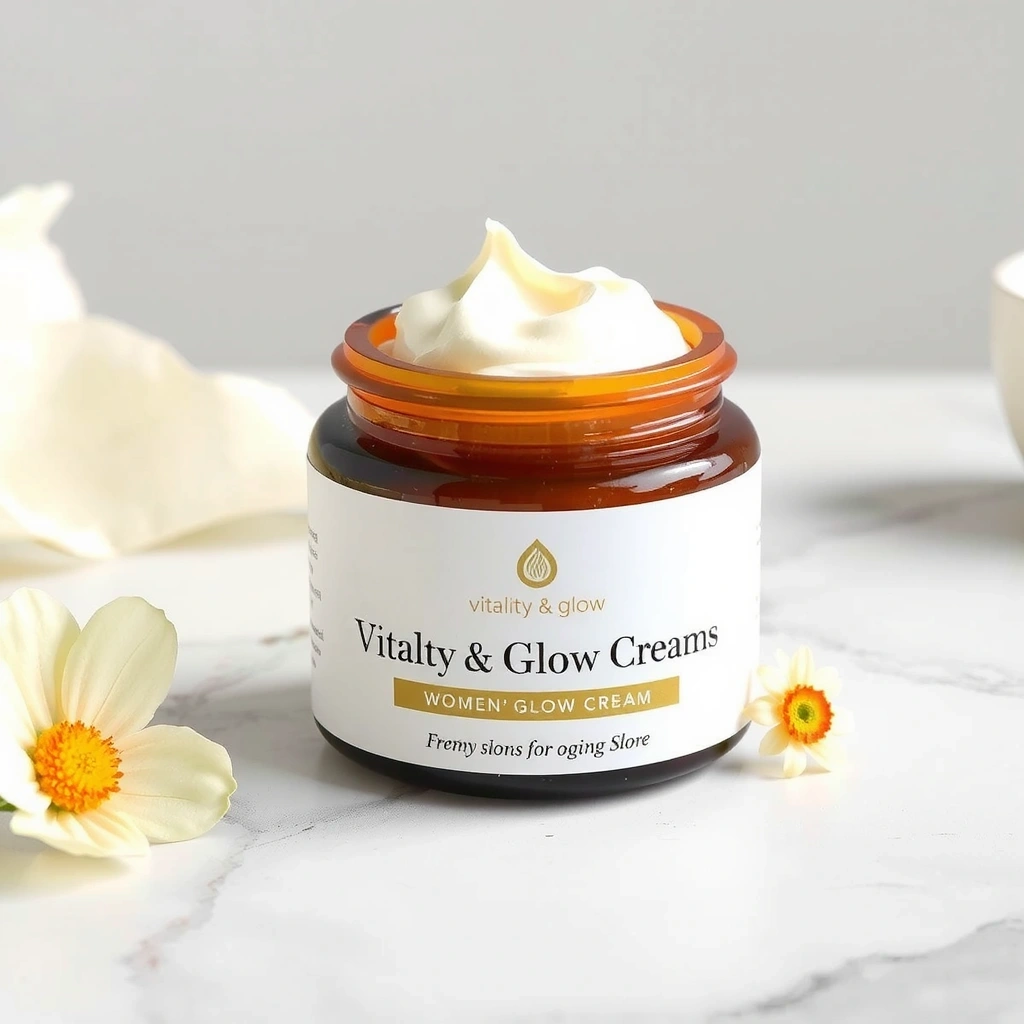 Close-up of a luxurious organic face cream jar with subtle light