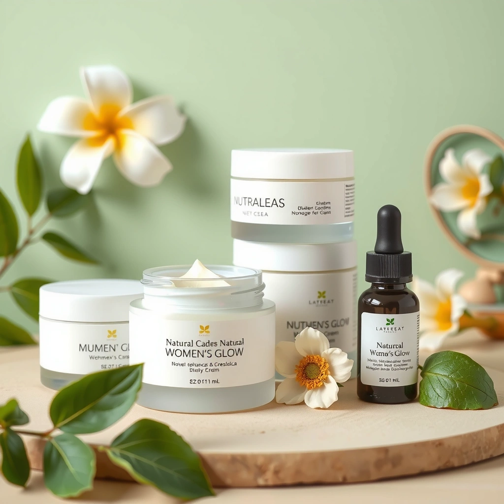 Set of organic skincare products for women, minimalist design